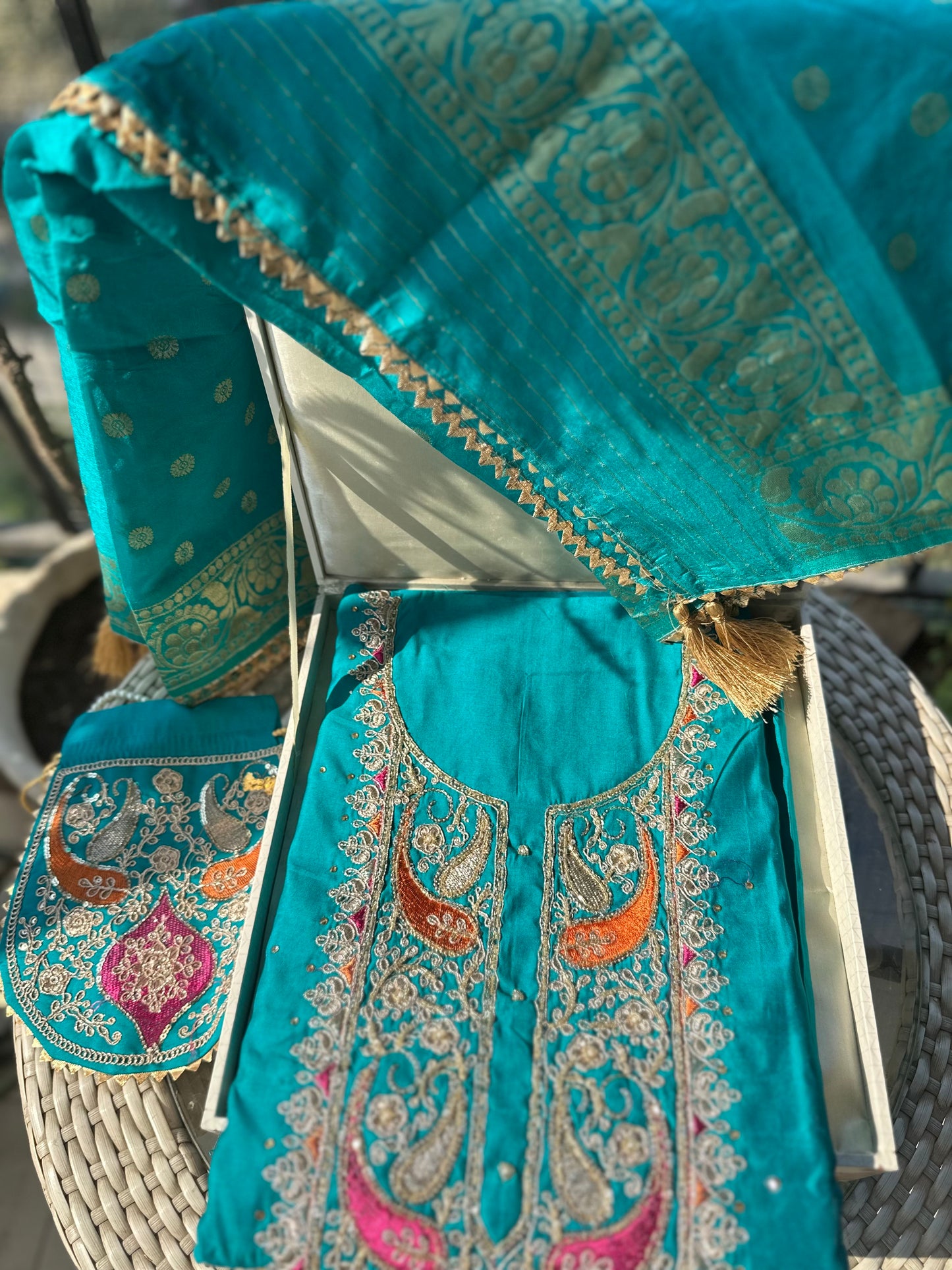 Unstitched Roman Silk Suit
