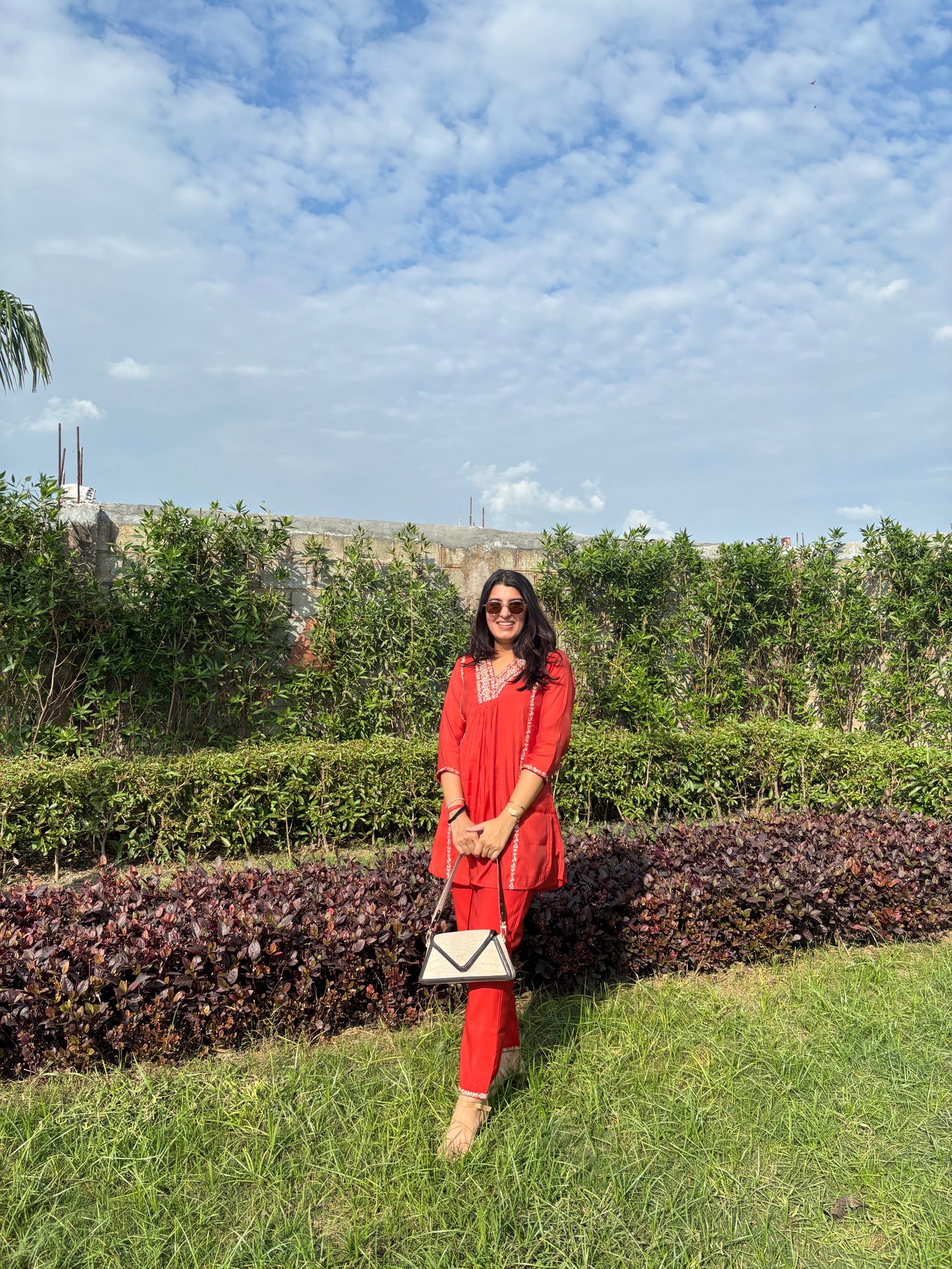 Mal Chanderi Co-Ord Set - Dark Orange