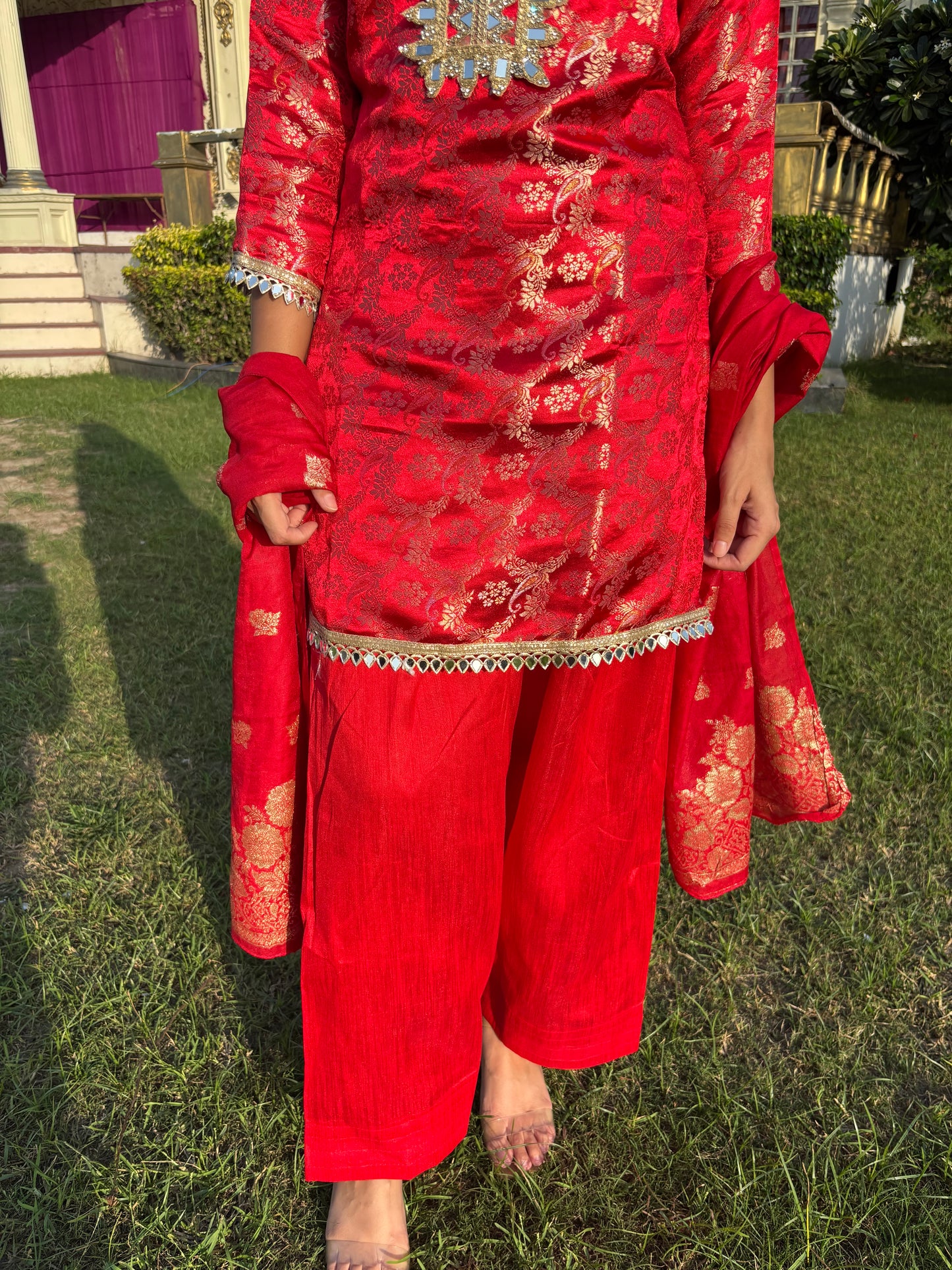 Chahat Kurta Suit Set - Red Color