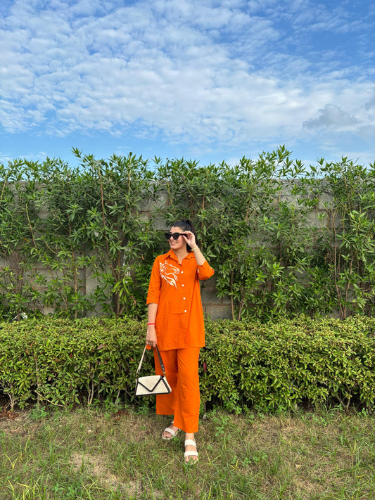 Tangerine Glow Cotton Co-ord Set