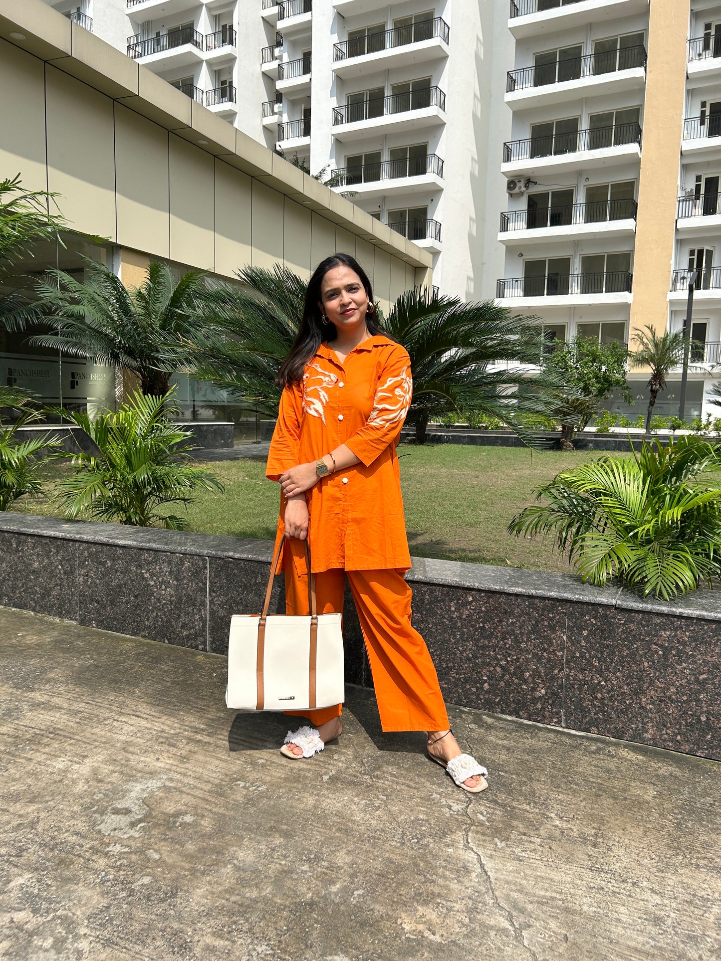 Tangerine Glow Cotton Co-ord Set