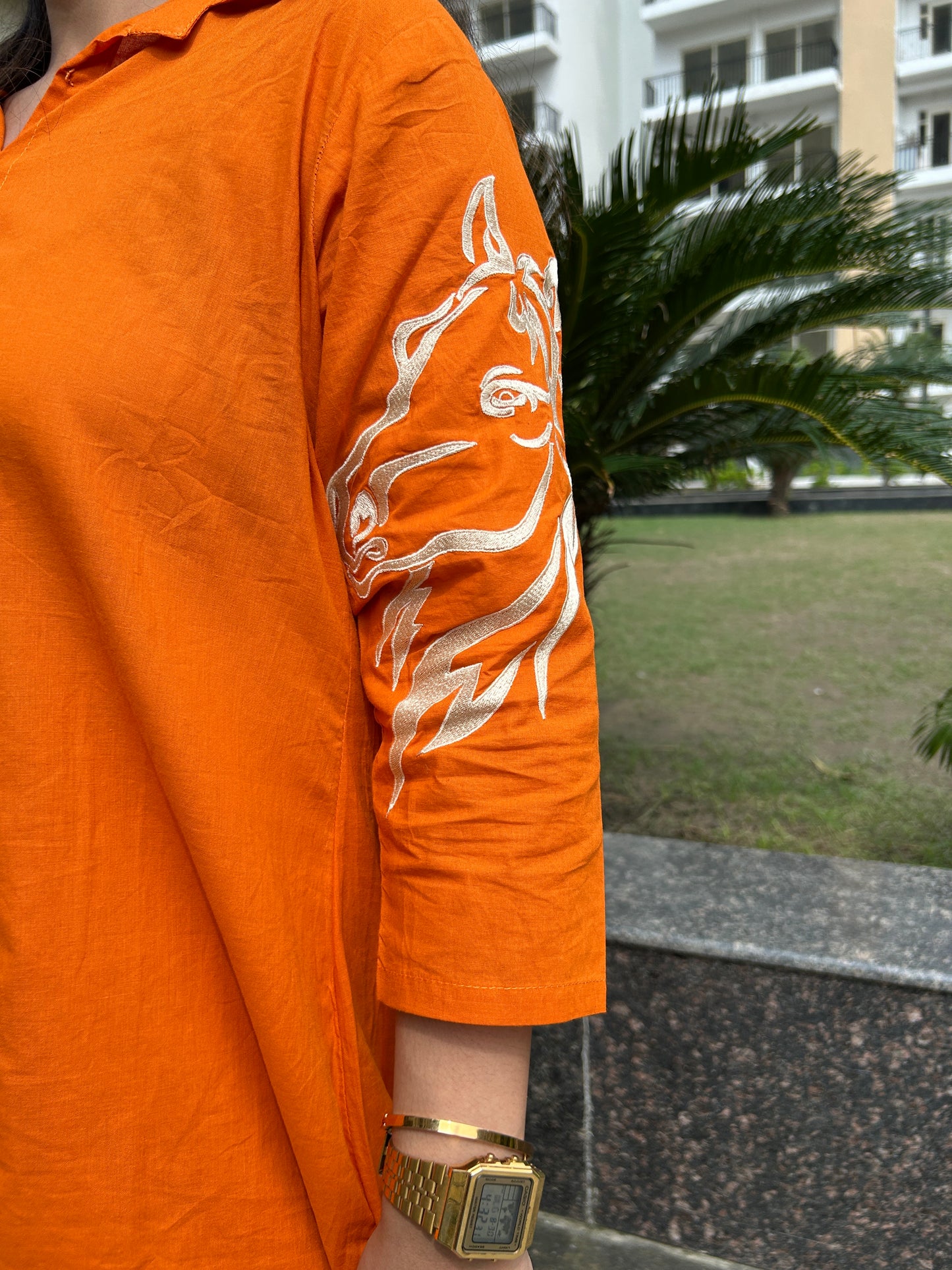 Tangerine Glow Cotton Co-ord Set